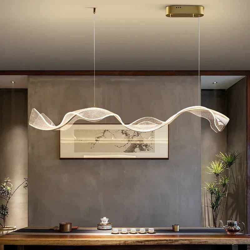 Nordic Acrylic Gold Wave Led Pendant Lamps