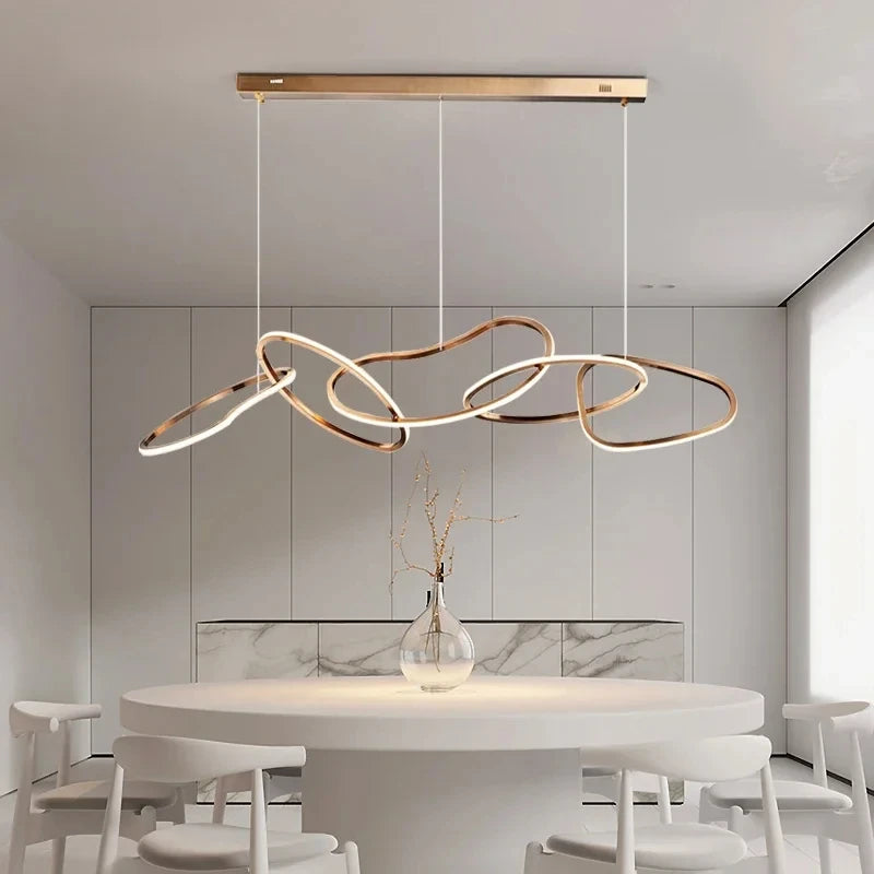 Modern Rings Pendant Lights Black&Golden for Living Dining Room Bedroom Ceiling Chandelier Lamps Indoor Hanging Lighting Fixture