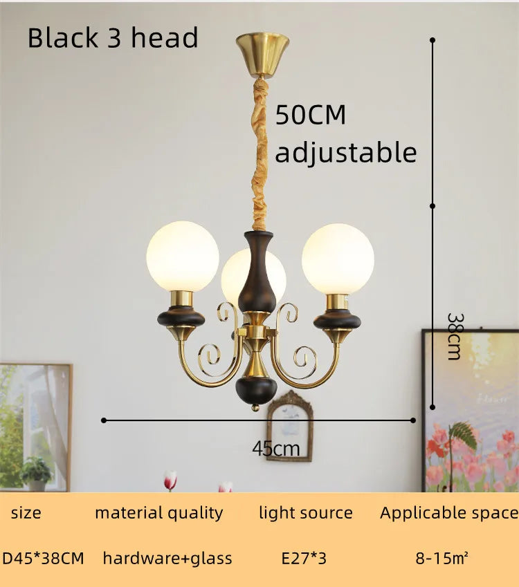 Nordic Retro Pastoral Cream Style Chandelier Bedroom Living Room Dining Room Ceiling Chandelier French Homestay LED Chandelier