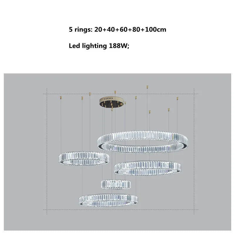 Postmodern Living Room Crystal Chandelier Remote Control Dimmable