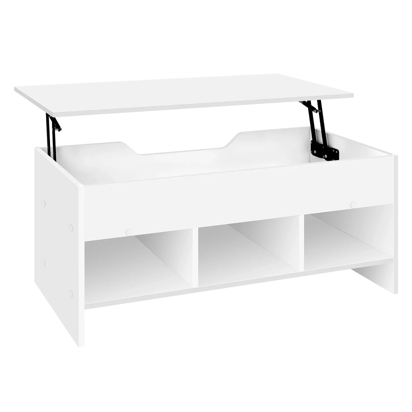 Liftable Coffee Tea Table with Storage White Side Table Height-adjustable Rectangular Sofa Table for Living Room Bedroom