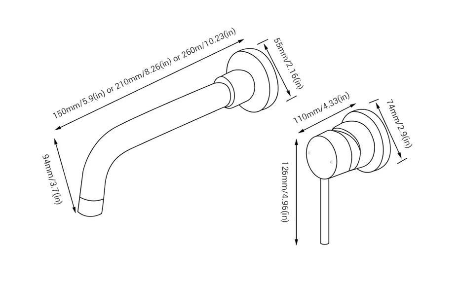 Black Bathroom Sink Faucet  Brass Tap Hot Cold Wash Basin Water Swivel Spout Wall Mounted Bath Mixer Brushed Gold Gunmetal