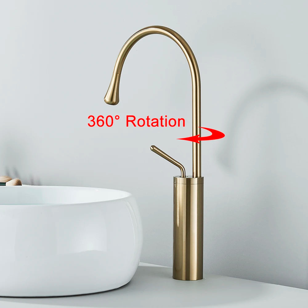 Modern Basin Faucet Brushed Gold Black Silver Faucet Deck Mounted Basin Sink Tap Mixer Hot & Cold Brass Tap for Bathroom