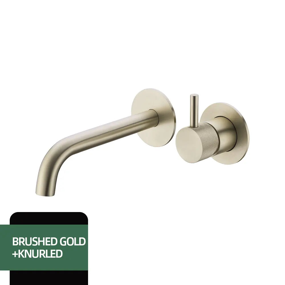 Washbasin Faucet Bathroom Sink Faucets Knurled Brushed Gold Wall Mounted Water Mixer Tap Gunmetal Brass Hot &Cold