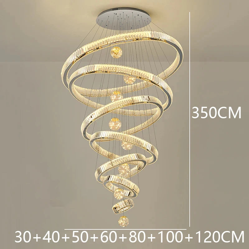 Modern Crystal Chandelier Lustre Stair Pendant Lights Duplex Architecture Living Room Pendant Lights Home Decoration Lighting