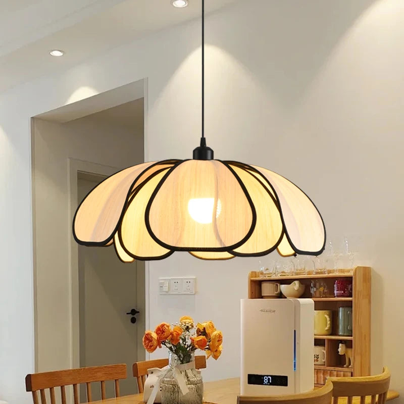 IWHD 50CM Rattan Flower LED Pendant Lamp Home Decor Indoor Bedroom Dining Living Room Lights Nordic Modern Hanging Light Edison