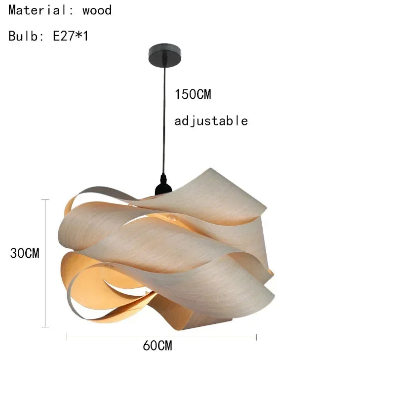 Southeast Asian Creative Wooden Skin Pendant Lamp Bedroom Restaurant  Aisle Chandelier Modern Simple Led Decor Lighting Fixtures