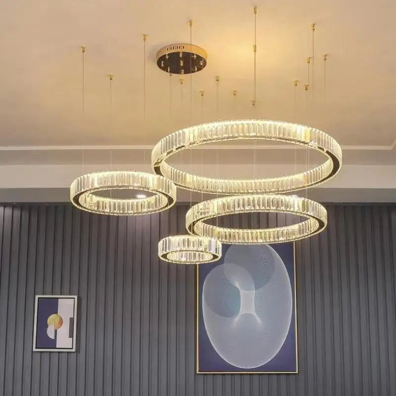 Postmodern Living Room Crystal Chandelier Remote Control Dimmable