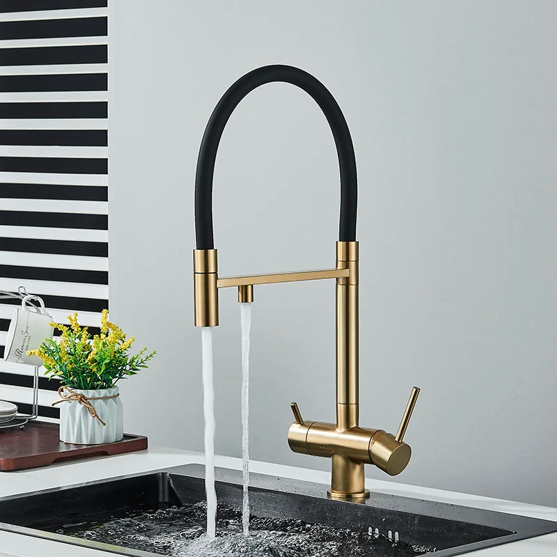 Kitchen Water Filter Faucet Dual Spout Pure Drinking Water Mixer Tap Rotation Water Purification Feature Taps Kitchen Crane