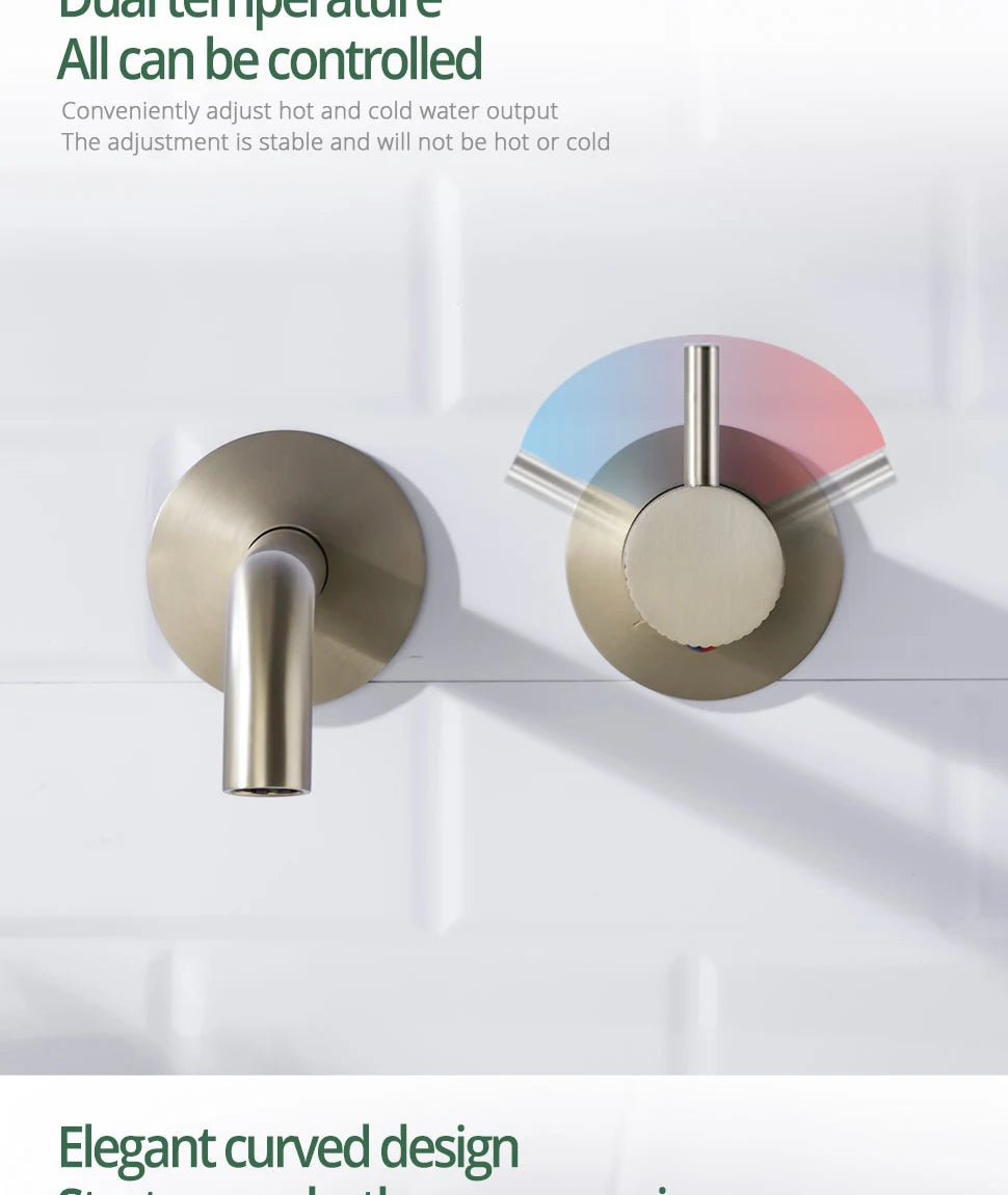 Washbasin Faucet Bathroom Sink Faucets Knurled Brushed Gold Wall Mounted Water Mixer Tap Gunmetal Brass Hot &Cold