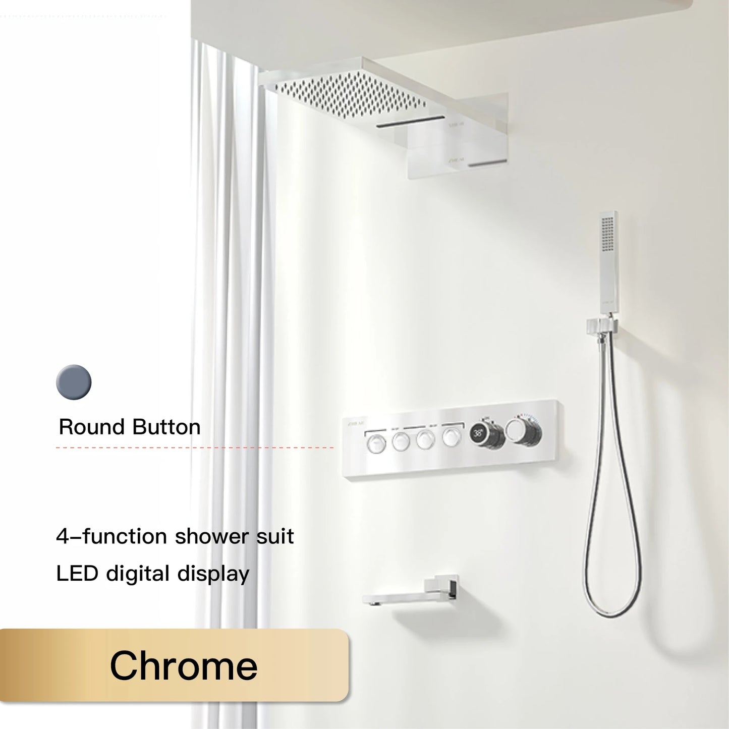 Luxury Black Brass Shower System LED Digital Display
