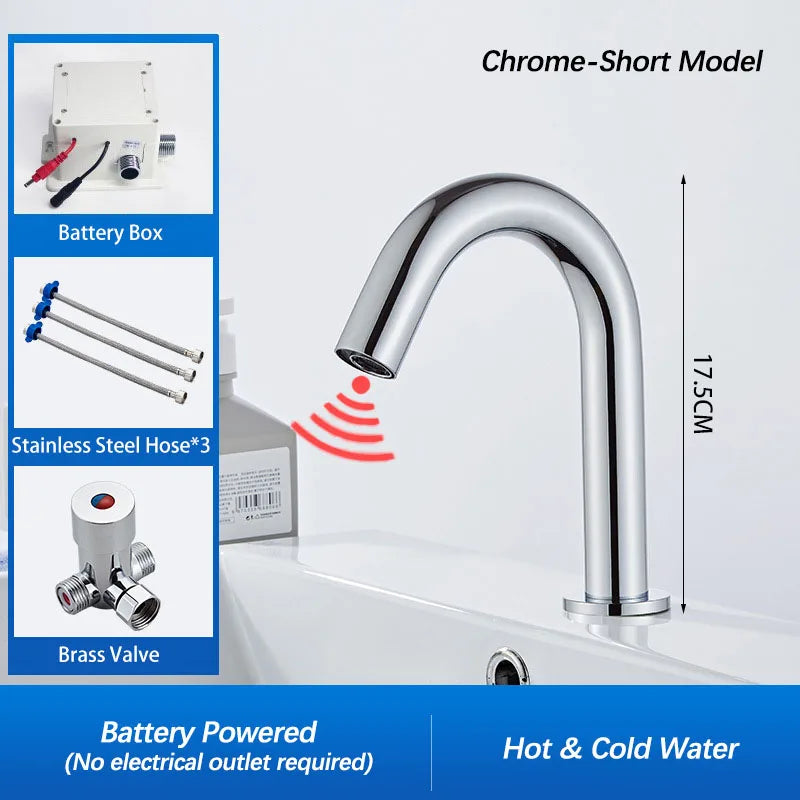 Black Automatic Touch Free Infrared Sensor Bathroom Basin Faucet.Touchless Tapware.Cold Hot Water Mixer Tap.Bathroom Sink Faucet