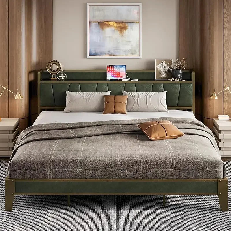 King Size Storage Bed Frame with Charging Station