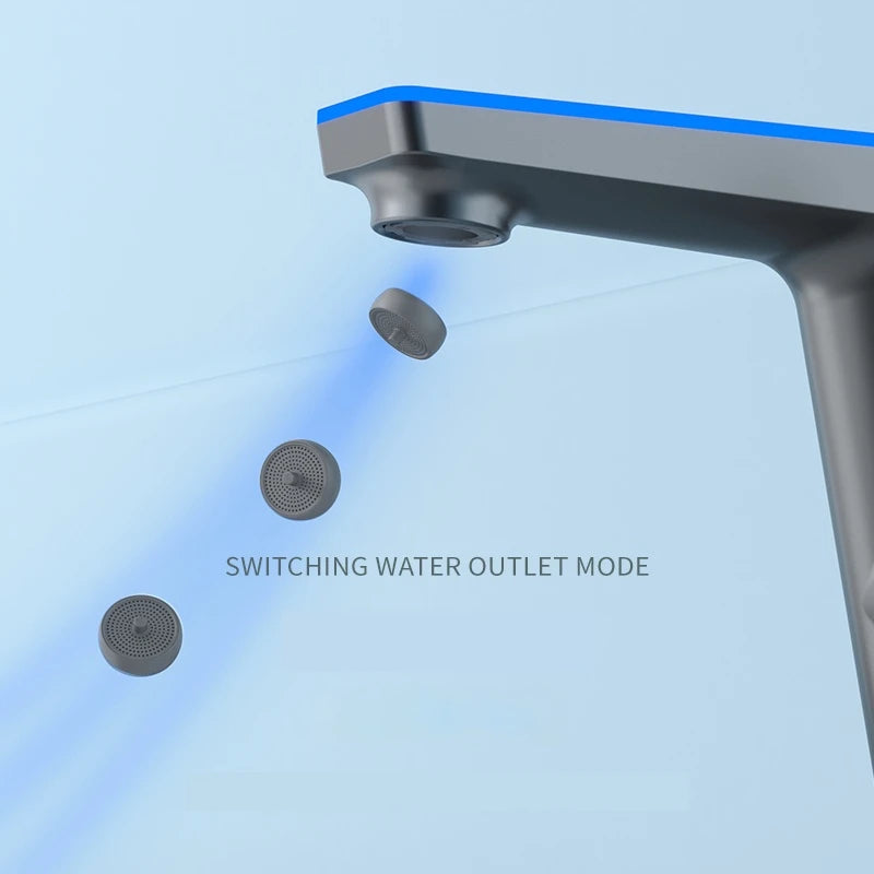 LED Digital Display Bathroom Basin Faucet Tap Hot Cold Temperature Sensing Faucet Deck Mount Sink Mixer Wash Tap Single Hole