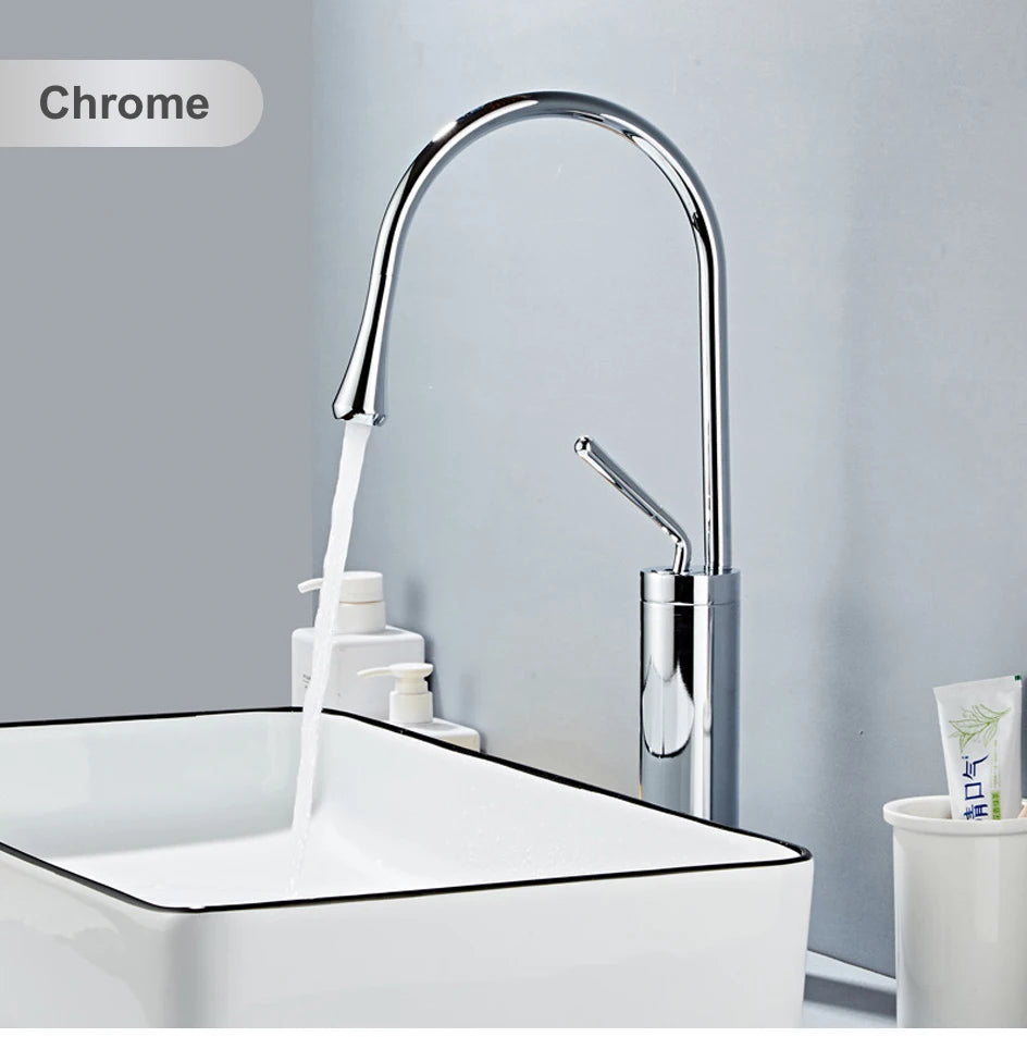 VGX Bathroom Faucets High Basin Mixer Sink Tall Faucet Gourmet Washbasin Taps Water Tap Hot Cold 360 Tapware Crane Brass Black