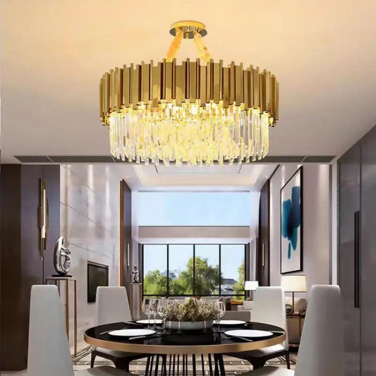 Luxury Gold Plated Crystal Led Pendant Lights