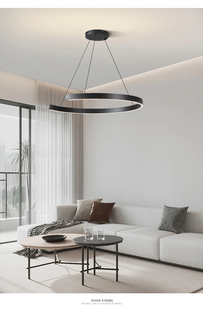 Modern Minimalist Semicircular Ring Led Chandelier For Lighting Living Dining Room Pendant Light Bedroom Hanging Lamp Luminarias