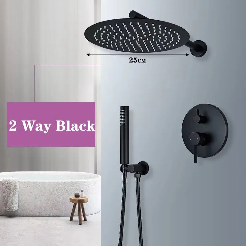 Europe discoun Concealed Shower Faucet Set Embedded Cartridge Faucet Rainfall Shower Head Rotate/Waterfall Bath Spout Mixer Tap