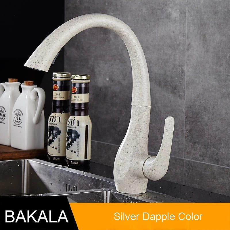 BAKALA Kitchen Faucet Silver Single Handle Pull Out Kitchen Faucet Mixer Single Handle 360 Rotation Black Sink Mixer Tap BR-8820