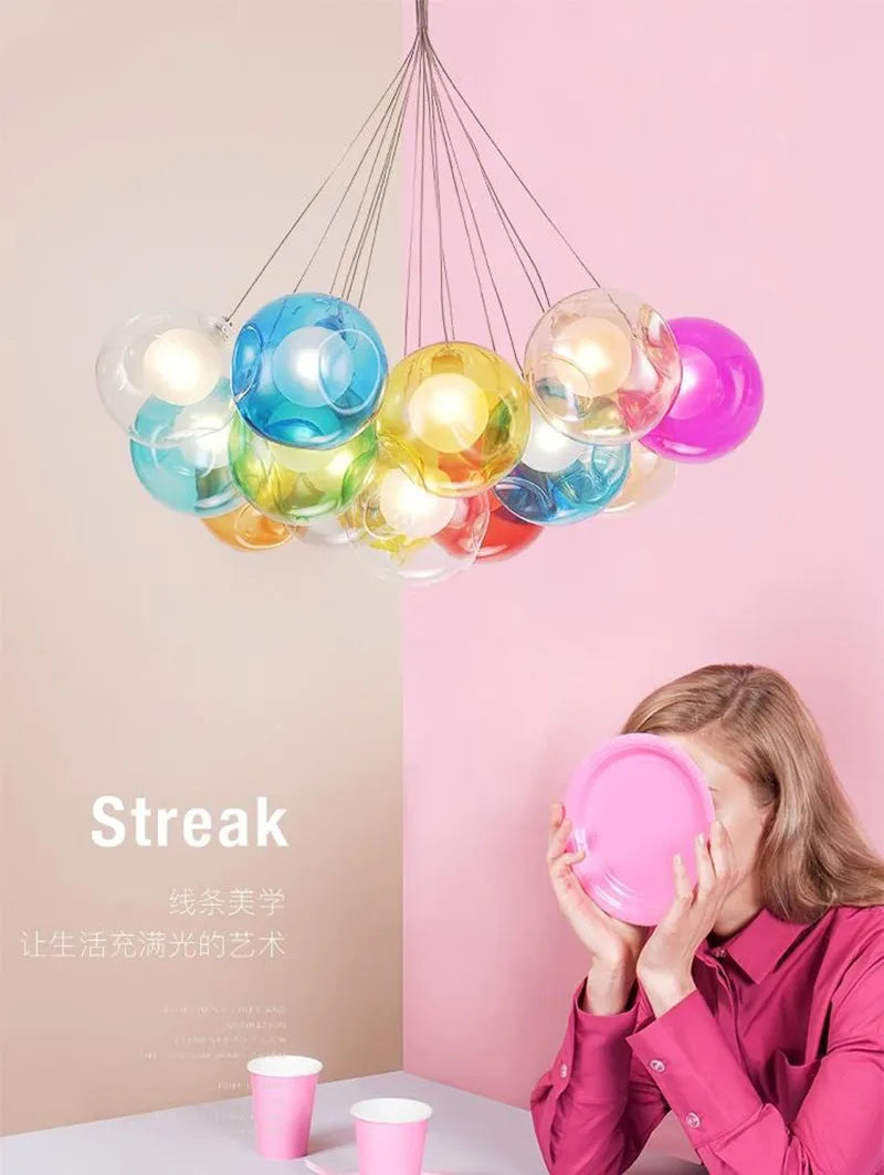Glass Modern LED Ball Bubble Hanging Lamp