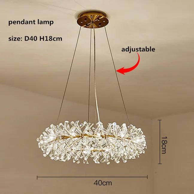 Modern lustre Flower Crystal Chandelier Nordic Luxury Hanging Lamp Indoor Lighting Home Decor For Living Room Bedroom Restaurant