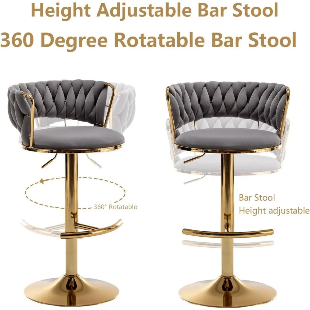 Velvet Low Back Bar Stools Set of 4 Counter Height Bar Stools
