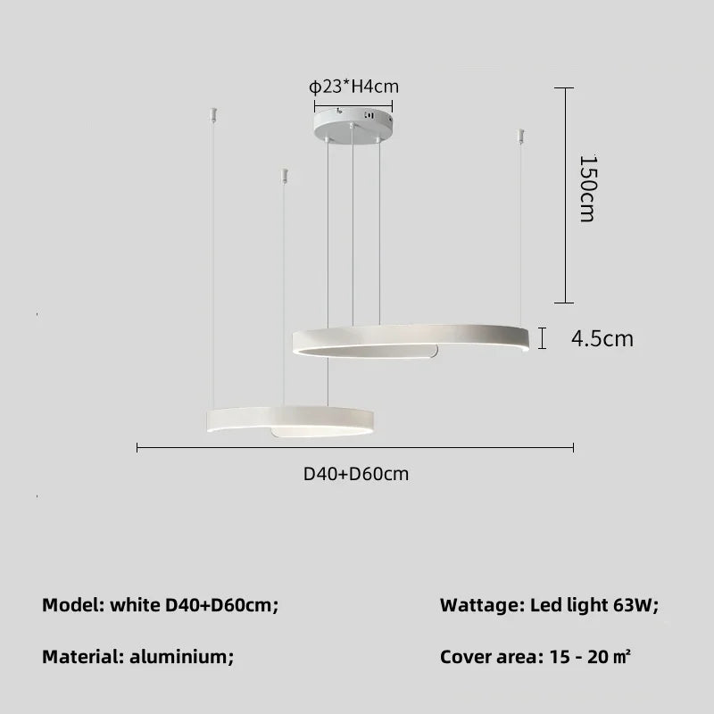 Modern Minimalist Semicircular Ring Led Chandelier For Lighting Living Dining Room Pendant Light Bedroom Hanging Lamp Luminarias