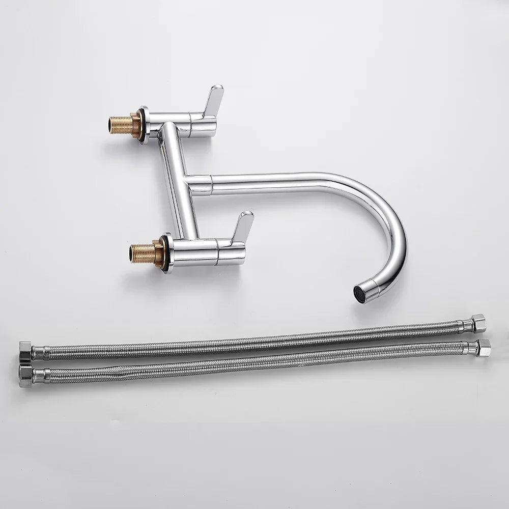 Kitchen Faucet Modern Double Handles Sink Tap 360° Swivel Spout Mixing Faucet Brass Bathroom Faucet for  Sink Deck Mounted
