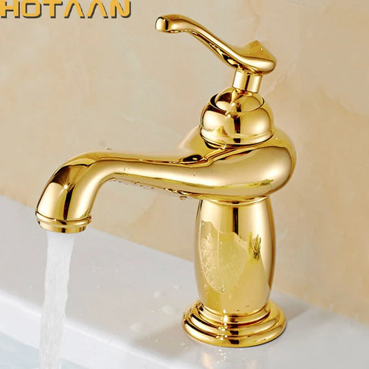 Gold Basin Faucet Gold finish Brass Mixer Tap with Ceramic