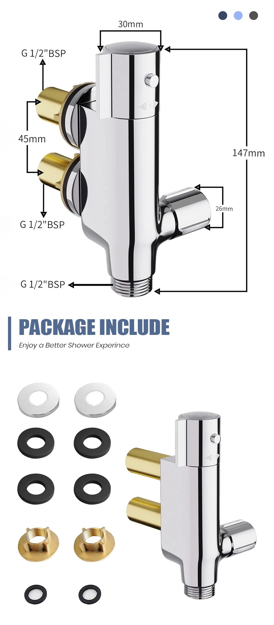 MORADO Thermostatic Caravans Shower Mixer Camper Van Yacht Mini Vertical Shower Mixer Chrome Brass Bath Shower Faucet Valve
