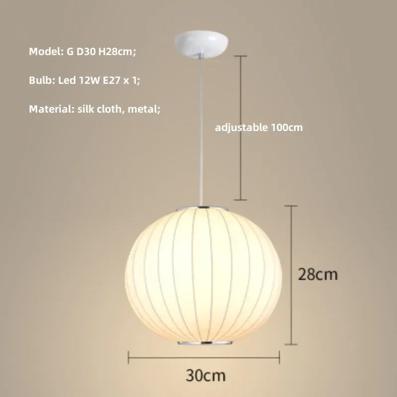 Nordic Minimalism Silk Led Pendant Lights Wabi Sabi Lustre E27 Pendant Lamp Suspend Chandelier Led Luminarias Hang Lamp Fixtures