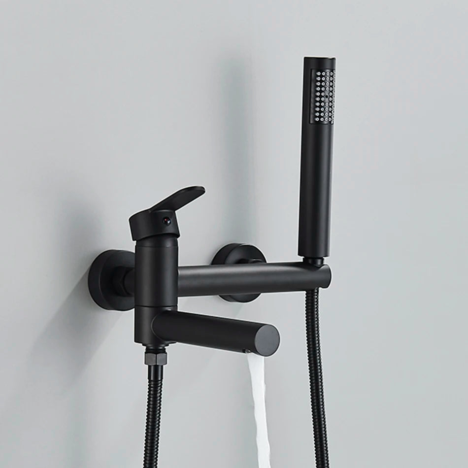 Uythner Bathtub Faucet With Swivel Tub Spout Brass Wall Mounted Bathroom Shower Mixer Tap Full Shower Set for Bathroom