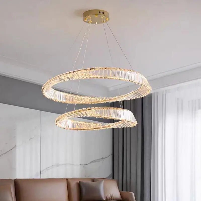 Modern Luxury Gold and Crystal Living Room Led Dimmable Pendant Lights