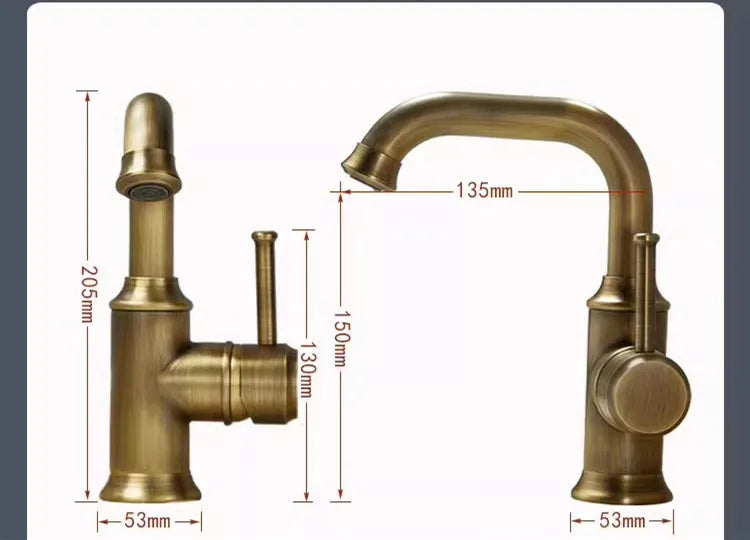 Basin Faucet Total Brass Lead Free Single Lever Hot and Cold Antique Mixer Sink Tap Bathroom Mixer