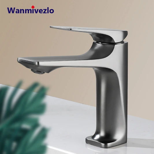 Wanmivezlo Modern Bathroom Sink Faucet Single Handle Deck Mounted Wash Basin Water Tap Hot And Cold Mixer