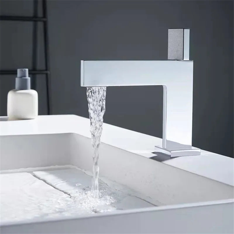 Brushed Gold Bathroom Faucet Brass Bathroom Basin Faucet Cold And Hot Water Mixer Sink Tap Single Handle Deck Mounted Grey Tap