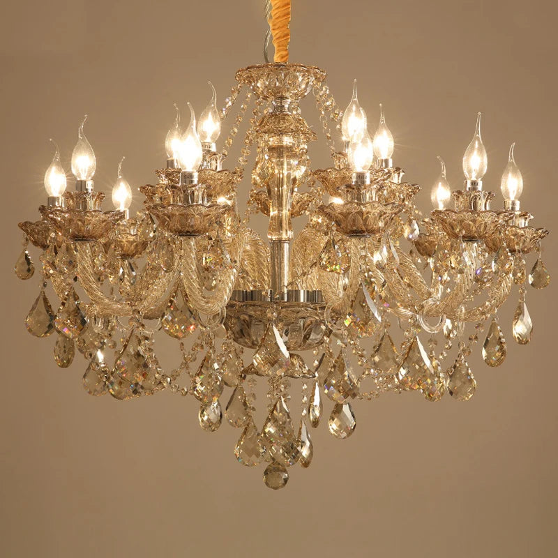 Luxury European Led Crystal Pendant Lights Living Room Lighting Decorate Chandelier Indoor Hotel Villa Hanging Lights Fixture