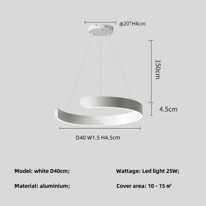 Modern Minimalist Semicircular Ring Led Chandelier For Lighting Living Dining Room Pendant Light Bedroom Hanging Lamp Luminarias