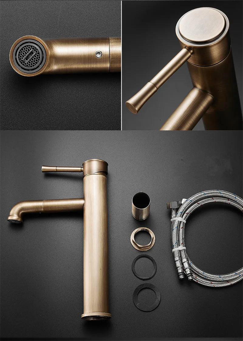 Antique Bronze Basin Faucets Bathroom Faucet Hot & Cold Brass Bathroom Sink Faucet Rotating Lavotory Faucet  Mixer Water Tap