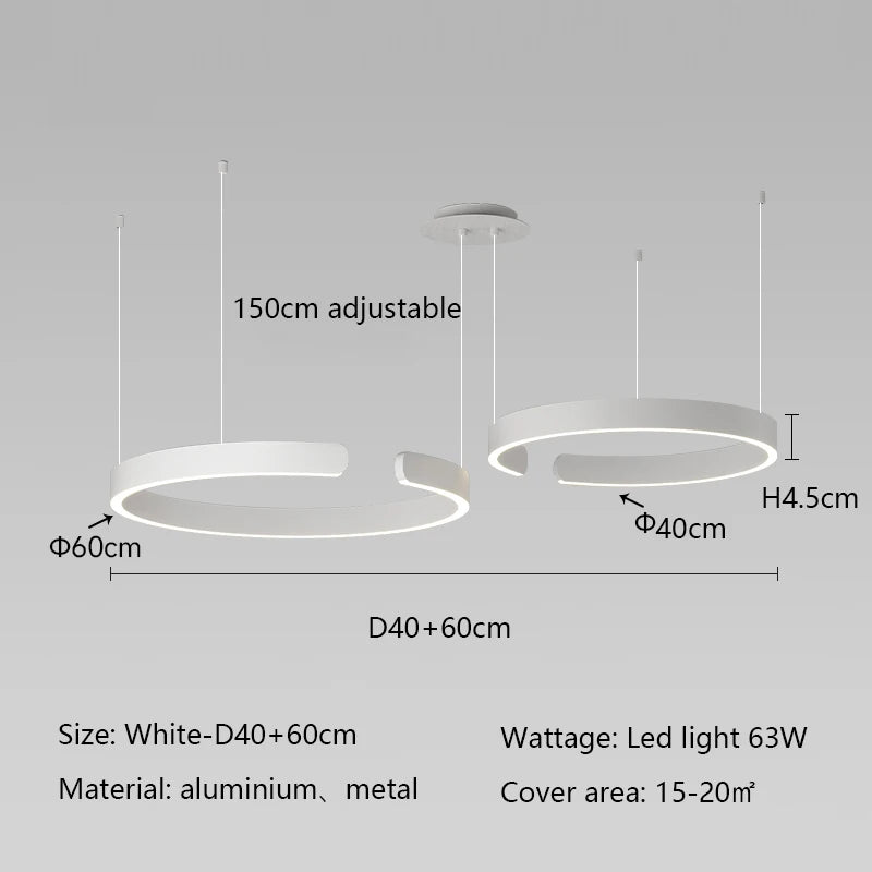 Modern Minimalist Semicircular Ring Led Chandelier For Lighting Living Dining Room Pendant Light Bedroom Hanging Lamp Luminarias