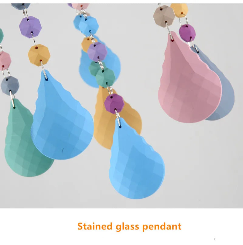Modern Romantic Rainbow Crystal Chandelier European Candle lustres Children's Makaron Girl Princess Pendant Lamps Light Fixtures