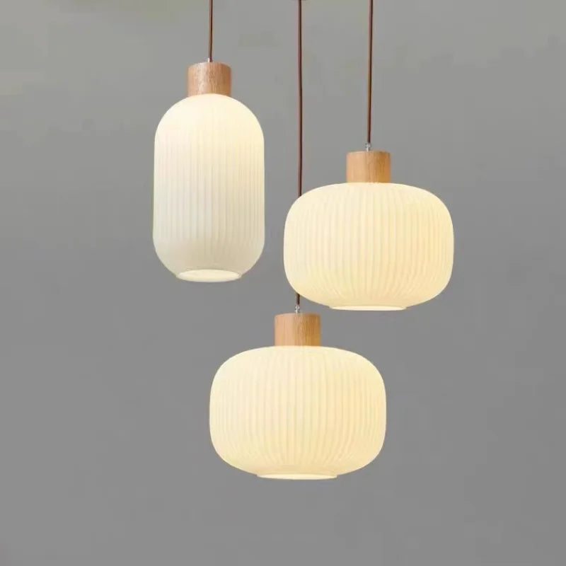 Japanese Wabi Sabi Style White Glass Lamp