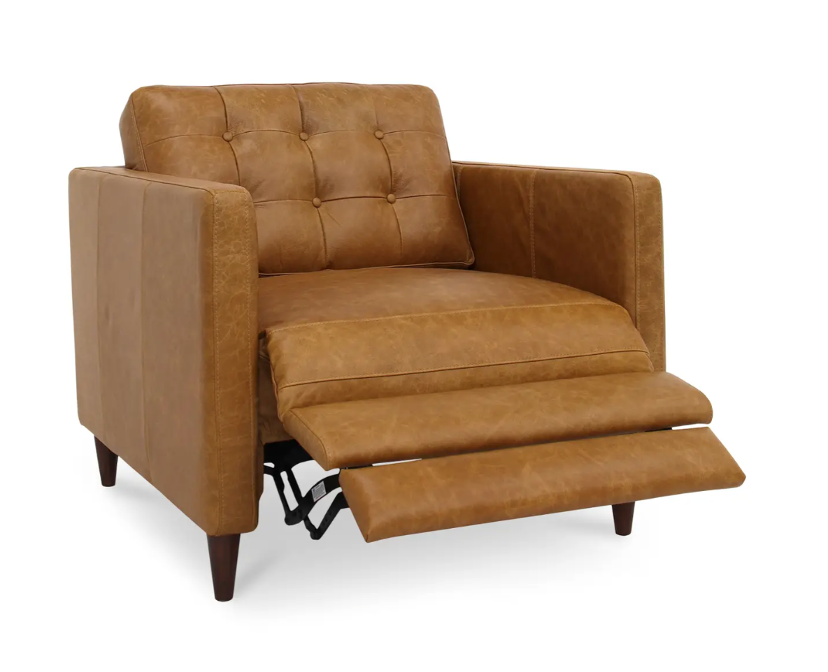 Bridgers Power Recliner Chair Tan Leather