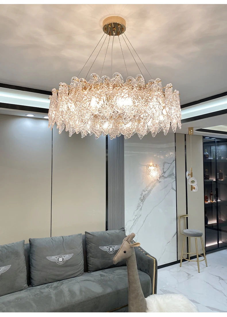 Luxury Single Tier Glass Crystal Lamp Chandelier