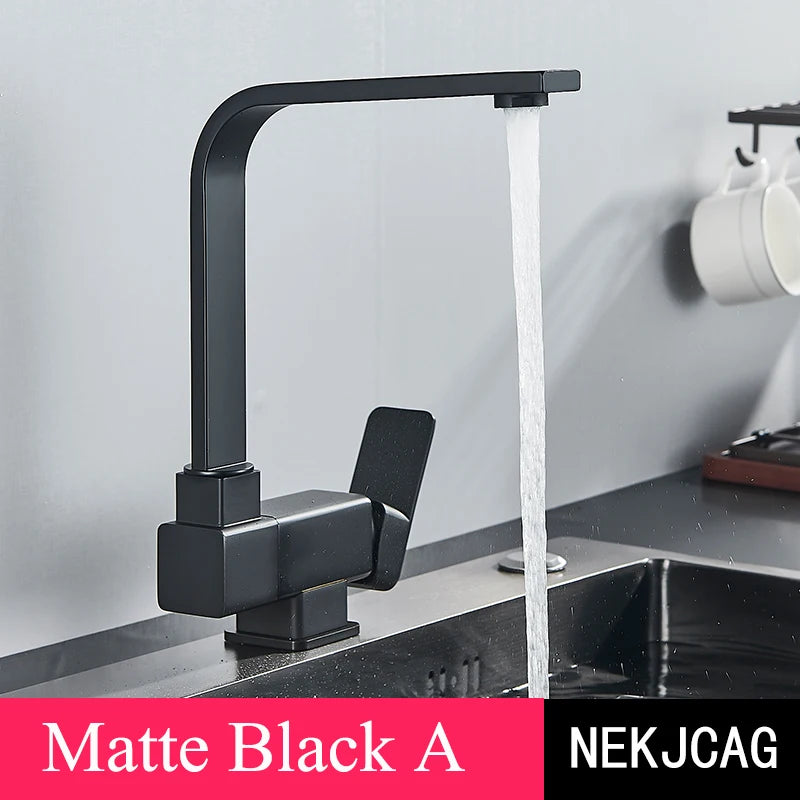 Black Kitchen Faucet 360° Rotating Fold Hot Cold Water Mixer Tap Deck Mount Sink Faucets 304 stainless steel quality Crane