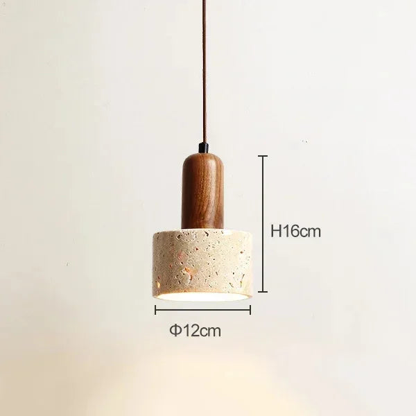 Stone Pendant Lamp Wood Hanging Light