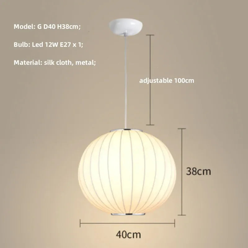 Nordic Minimalism Silk Led Pendant Lights Wabi Sabi Lustre E27 Pendant Lamp Suspend Chandelier Led Luminarias Hang Lamp Fixtures