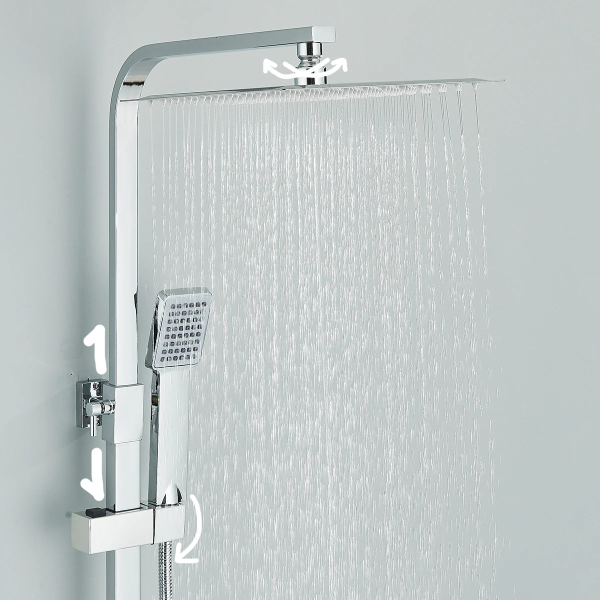 FMHJFISD Thermostatic Chrome Shower Faucet Set Hot Cold Water Mixer Tap Rotating Lifting Wall Mounted Bathroom Shower System