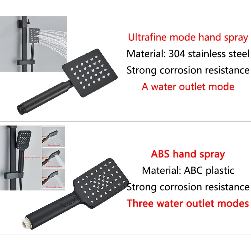 4-Function Button Digital Display Shower Faucet Set Chrome Rain Shower Column Constant Temperature Shower Wall Mounted