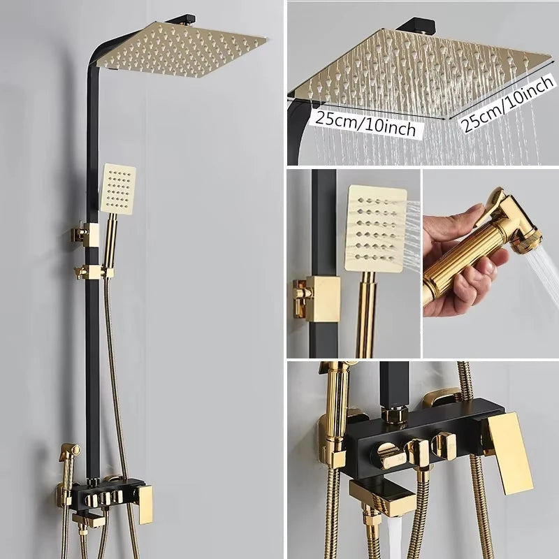 Europe discoun Concealed Shower Faucet Set Embedded Cartridge Faucet Rainfall Shower Head Rotate/Waterfall Bath Spout Mixer Tap